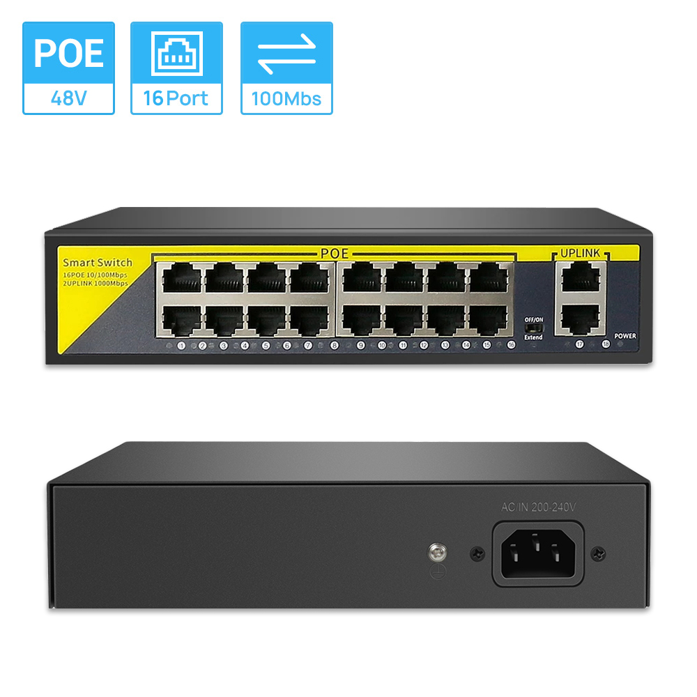 Nvr Poe Switch 16 Port - Interruptor POE de 16 canales, 2
