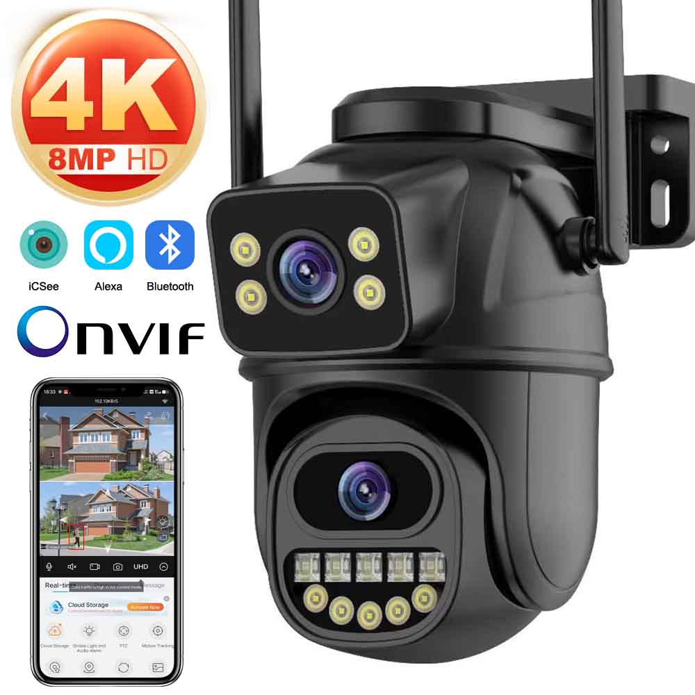 Ip Camera 4K 8Mp Outdoor Ptz - Cámara de vigilancia WiFi 4K 8MP,