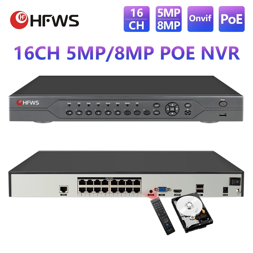 Nvr 16 Channel 4K H265 - HFWVISION 16CH 8MP 4K CCTV grabadora