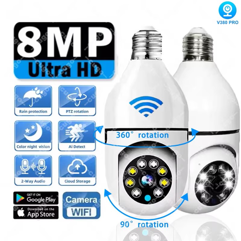 Cctv Camera System 8 Camera Wireless - Cámara de vigilancia con bombilla E27