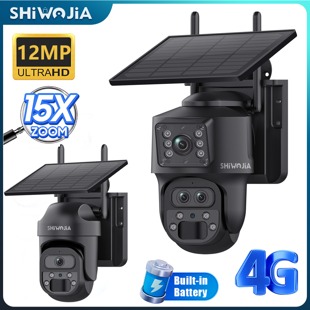 Security Camera System Solar 4G - SHIWOJIA 15X ZOOM Cámara Solar 4G