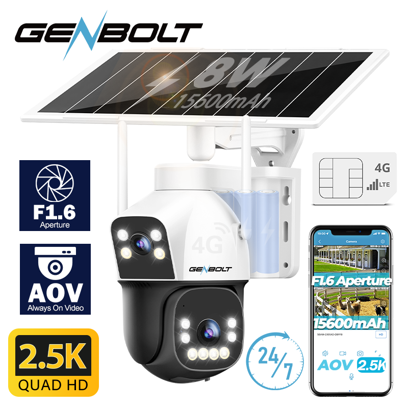 Security Camera System Solar 4G - Cámara de seguridad solar celular GENBOLT