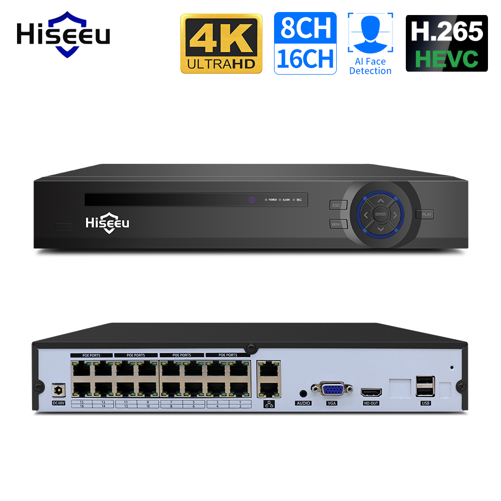 Dahua Nvr 16 Channel - Hiseeu-grabador de vídeo de seguridad 4K,