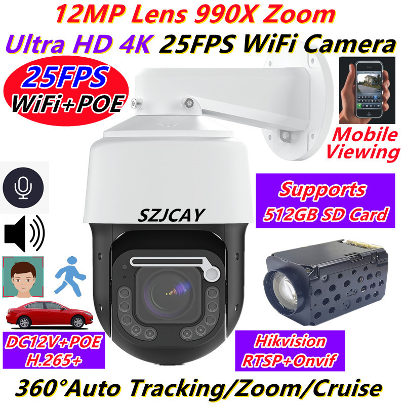 Ptz Camera 30X Zoom Poe - Cámara IP inalámbrica con Wi-Fi, 12MP,
