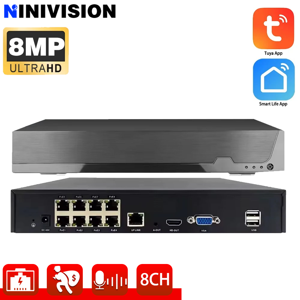H.265 8CH 4K 8MP POE NVR graba - Cctv Nvr System 8 Channel 4K Poe reseña y precio