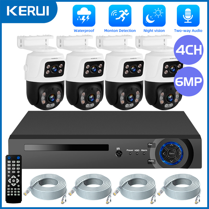 KERUI-cámara PTZ de doble lent - Nvr Kit 4 Camera 5Mp Poe reseña y precio