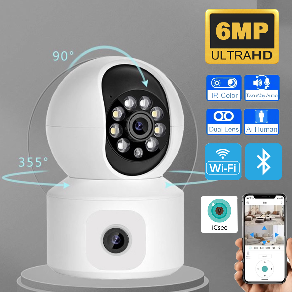 Cámara IP WiFi ICSEE de 6MP co - Cctv Camera System 8 Camera Wireless reseña y precio