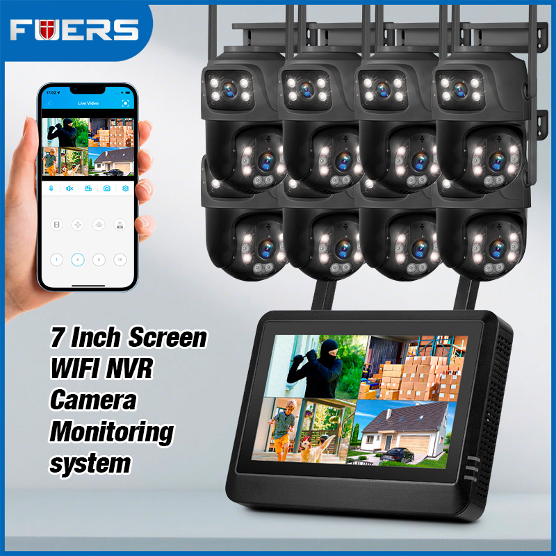 FUERS pantalla NVR de 7 pulgad - Cctv Camera System 8 Camera Wireless reseña y precio