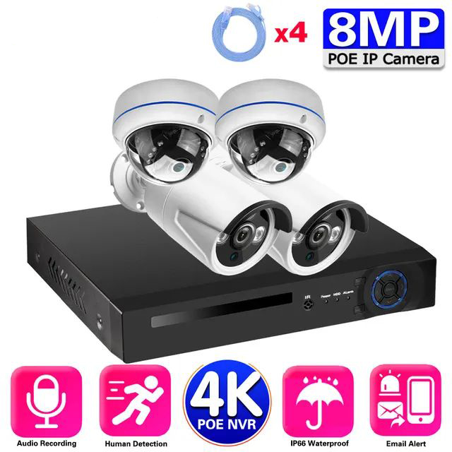 Kit de Cámara CCTV POE de 4mp, - Nvr Kit 4 Camera 5Mp Poe reseña y precio