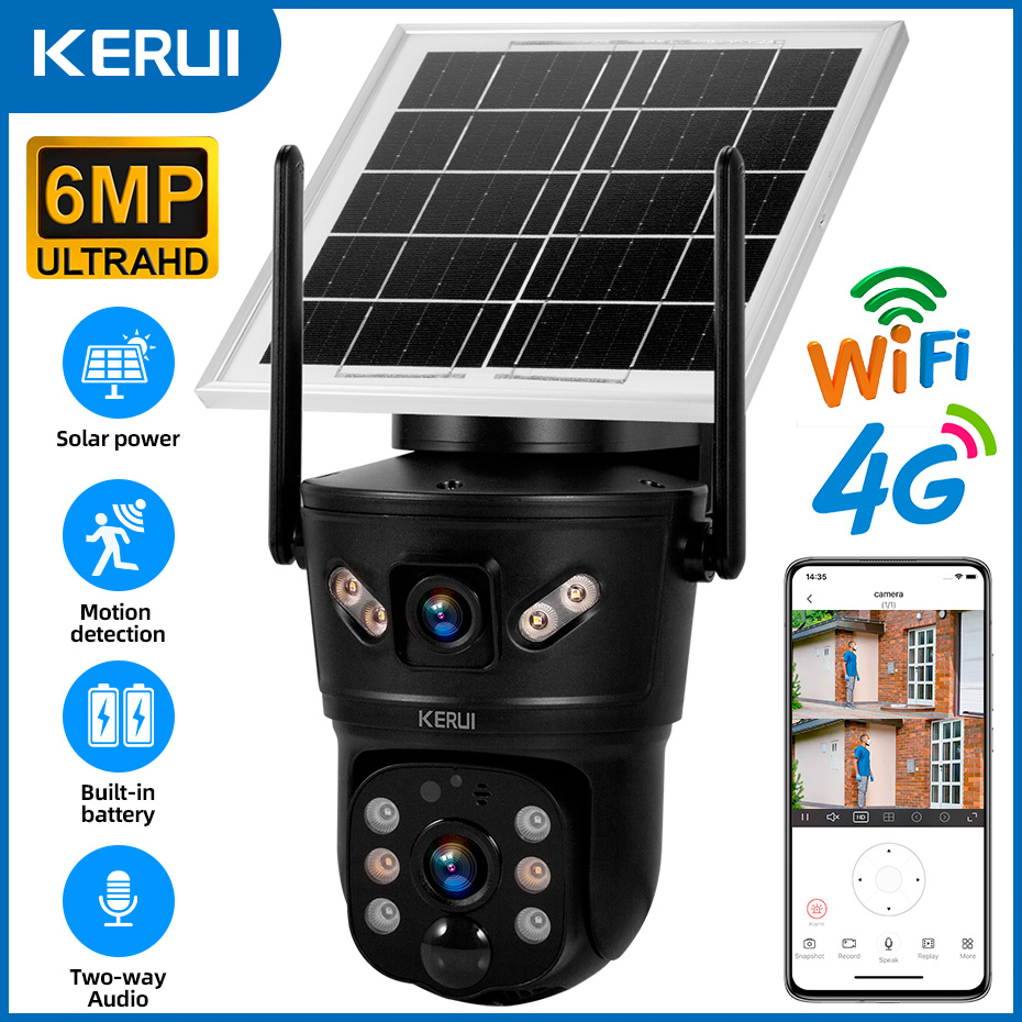 KERUI 6MP WIFI 4G cámara Solar - Security Camera System Solar 4G reseña y precio