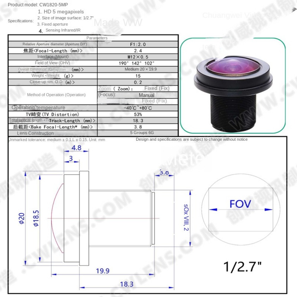 Lente ojo de pez de 1,8mm y 5M - Cctv Camera 180 Degree Panoramic reseña y precio